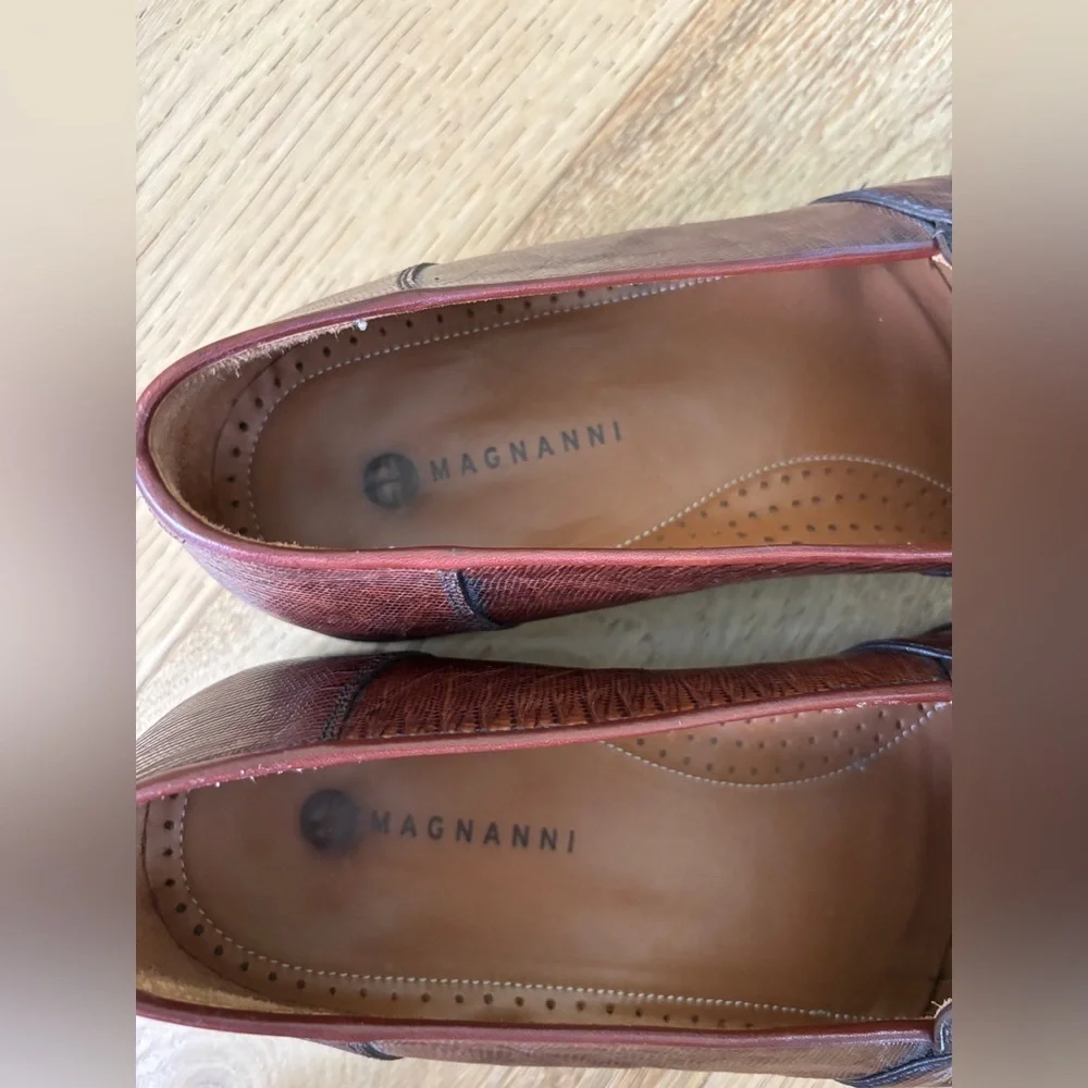 Magnanni lizard leather penny loafers mens 8.5